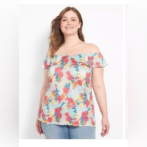 Lane Bryant Women's Classic Off-The-Shoulder Ruffle Tank Blouse Top Size 18/20